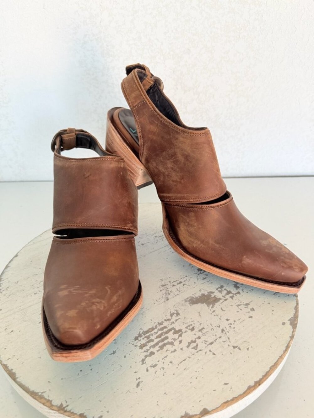 Lane Robin Slingback Mule Brown Womens Sz 10 Cowboy Boots Cowgirl Western Ankle
